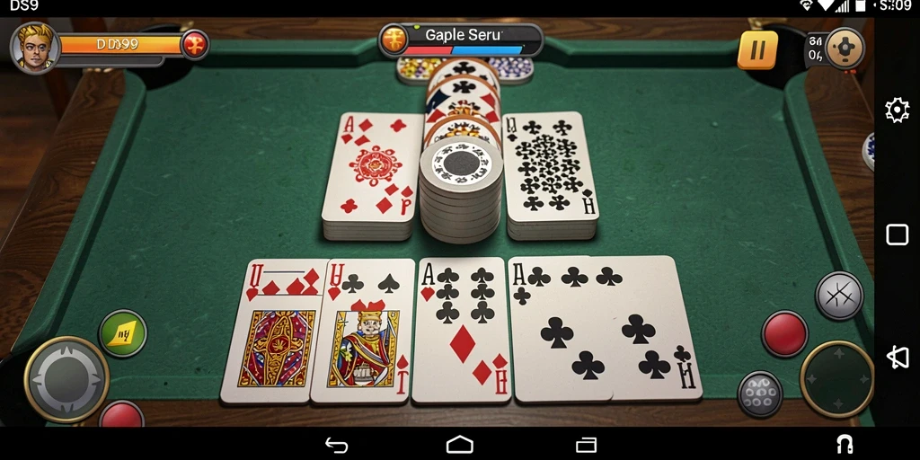 Tampilan gameplay seru dari DS99 saat bermain gaple.