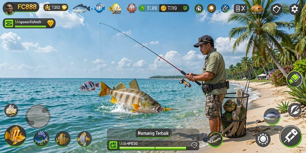 Screenshot utama FC888 menampilkan gameplay Fishing yang seru dan nyata.