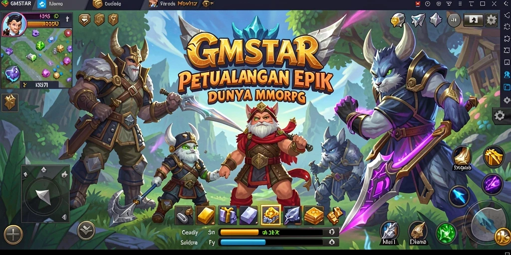 Tangkapan layar gameplay GMSTAR yang menampilkan pertarungan epik di dunia MMORPG.