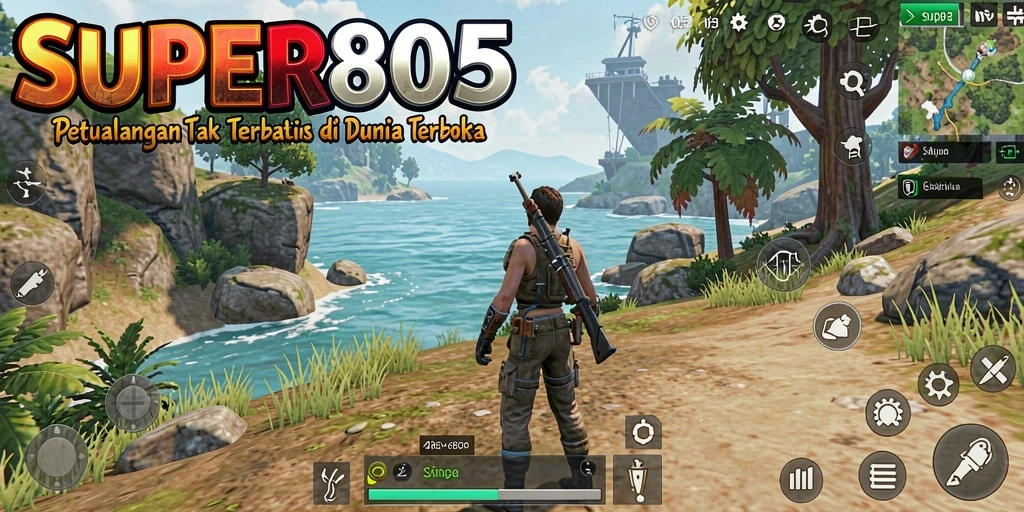 Tangkapan layar utama menunjukkan aksi eksplorasi seru dalam dunia Open World.