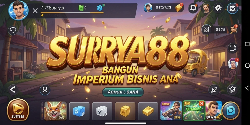 Tangkapan layar gameplay SURYA88 menampilkan simulasi Tycoon yang dinamis.
