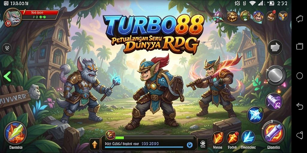 Screenshot menunjukkan aksi seru gameplay RPG TURBO88.